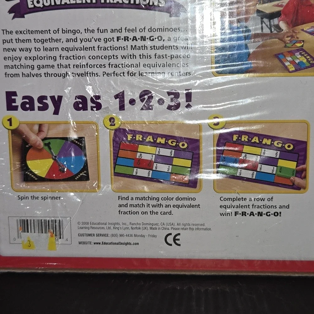 NEW Frango Fractions The Fraction‎ Bingo Game COMPLETE Educational Homeschool